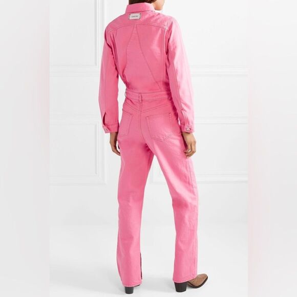 Ganni Pink Jumpsuit Boilersuit Cotton Denim Size 2 - Picture 10 of 15